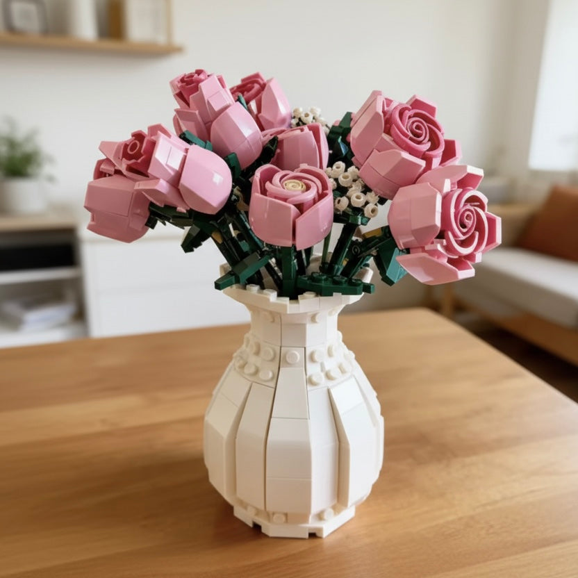 Love in Bricks Pink Bouquet Set - 789 Piece Building Kit
