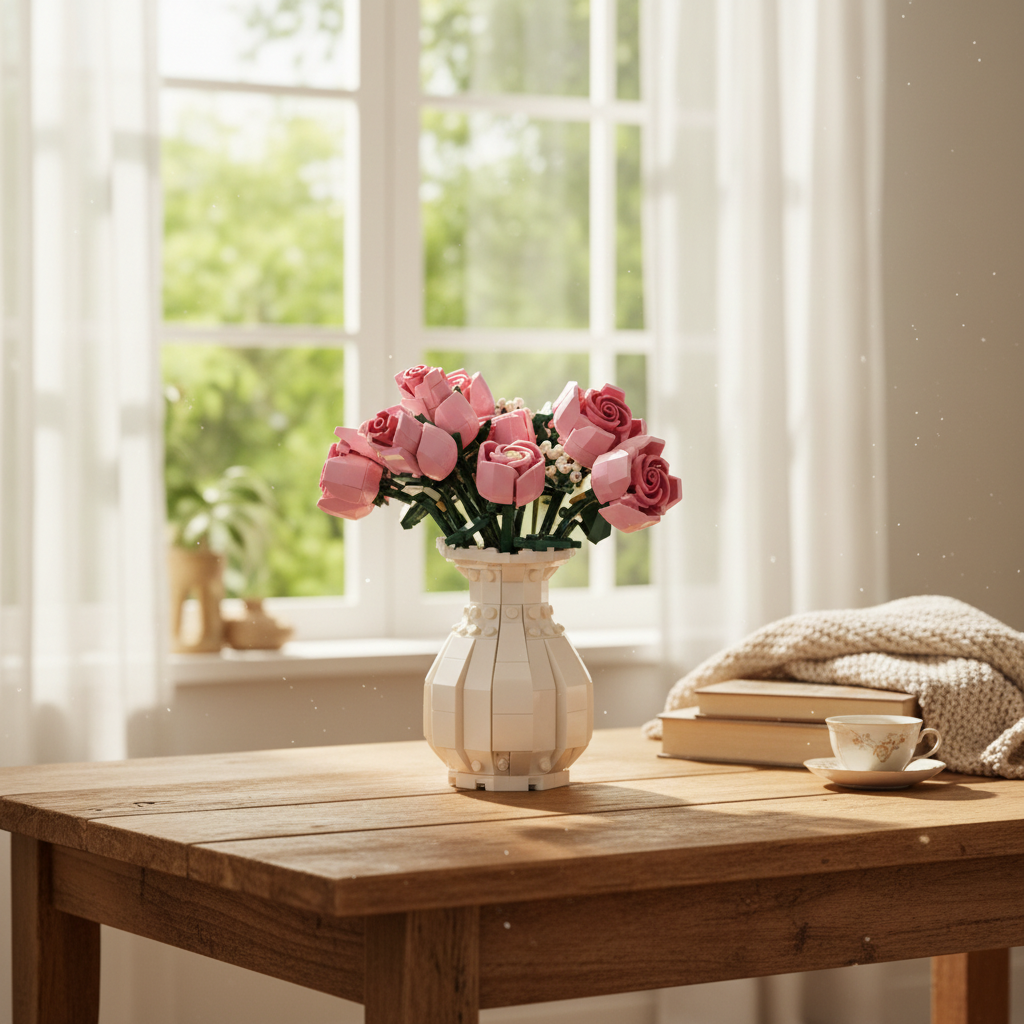 Love in Bricks Pink Bouquet Set - 789 Piece Building Kit